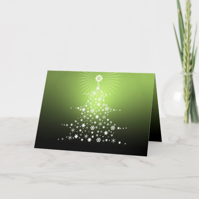 Tarjeta de felicitación de árbol de Navidad/verde (Anverso)
