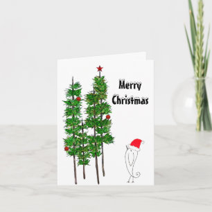 Tarjeta de Felicitación de Árbol de Navidad y Pája