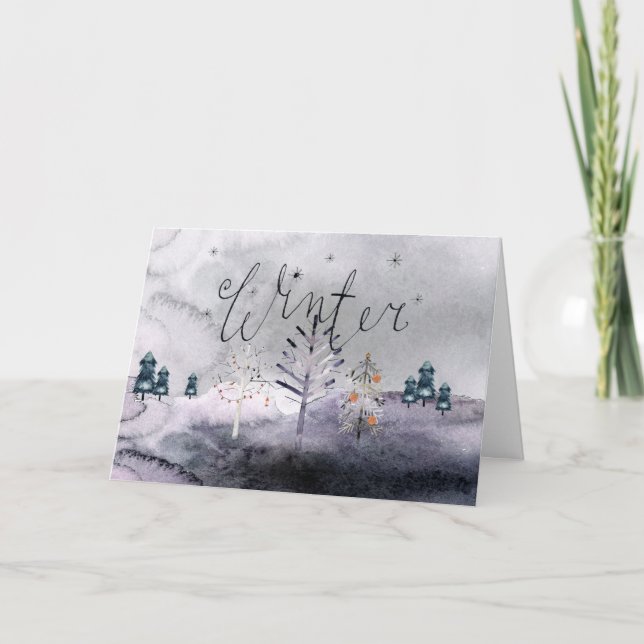 Tarjeta de Felicitación de Árboles de Invierno (Anverso)