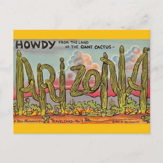 Tarjeta de felicitación de Arizona Cactus (Anverso)