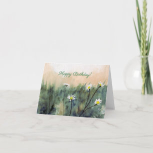 Tarjeta de felicitación de arte de acuarela de flo