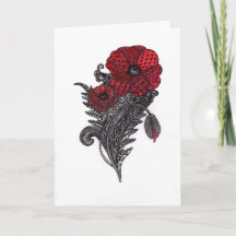 Tarjeta de felicitación de arte de línea botánica 