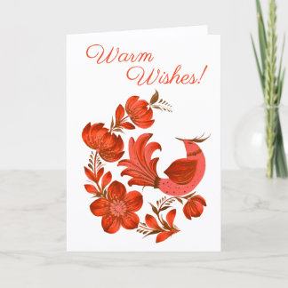 Tarjeta de felicitación de arte popular rojo