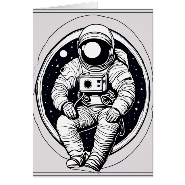 Tarjeta de felicitación de astronauta espacial min (Frente)