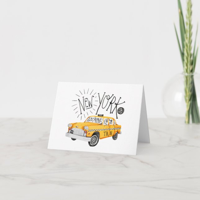 Tarjeta de felicitación de auto Taxi Cab de Nueva  (Anverso)