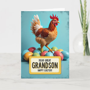 Tarjeta de Felicitación de Ave Festiva y Huevos
