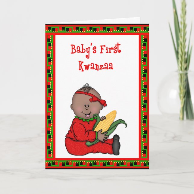 Tarjeta de felicitación de Baby Girl First Kwanzaa (Anverso)