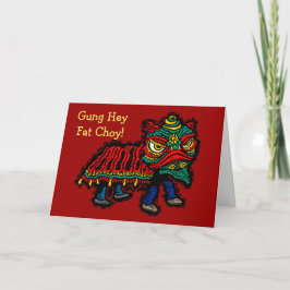 Tarjeta de felicitación de bailarín de leones chin