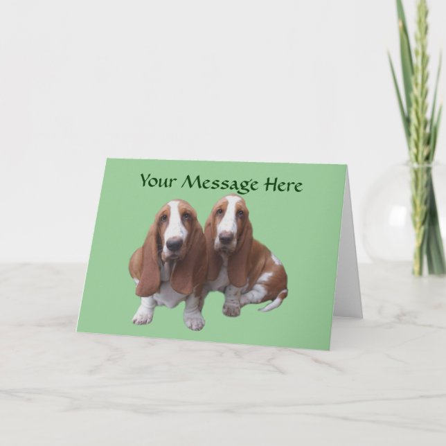 Tarjeta de felicitación de Basset Hound Buddies (Anverso)