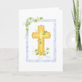 Tarjeta de Felicitación de Bautizo Cruz de Hiedra