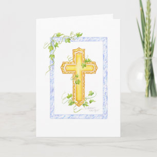 Tarjeta de Felicitación de Bautizo Cruz de Hiedra