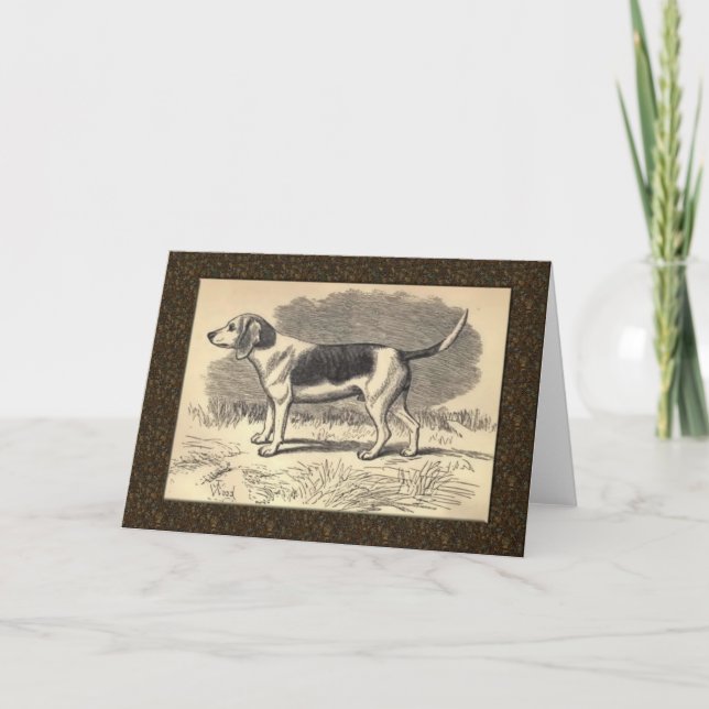 Tarjeta de felicitación de Beagle Vintage (Anverso)