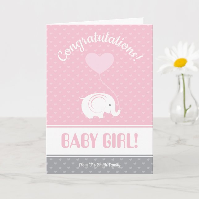 Tarjeta de felicitación de bebé con elefante (Planta pequeña)