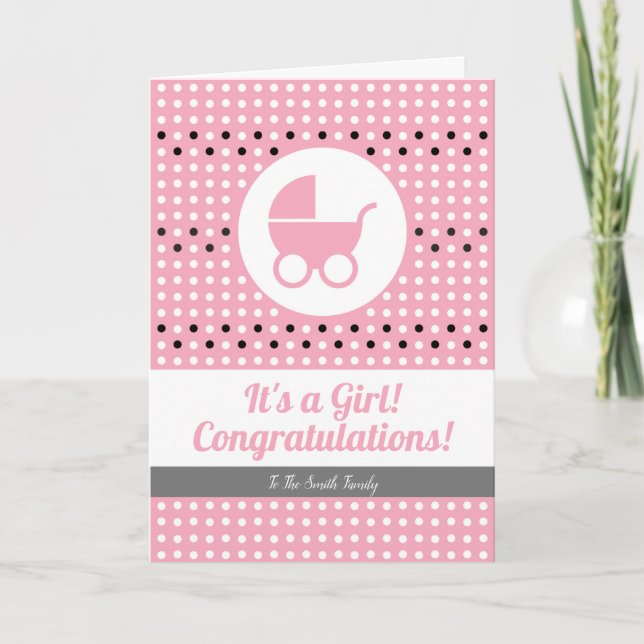 Tarjeta de felicitación de bebé con Stroller (Anverso)