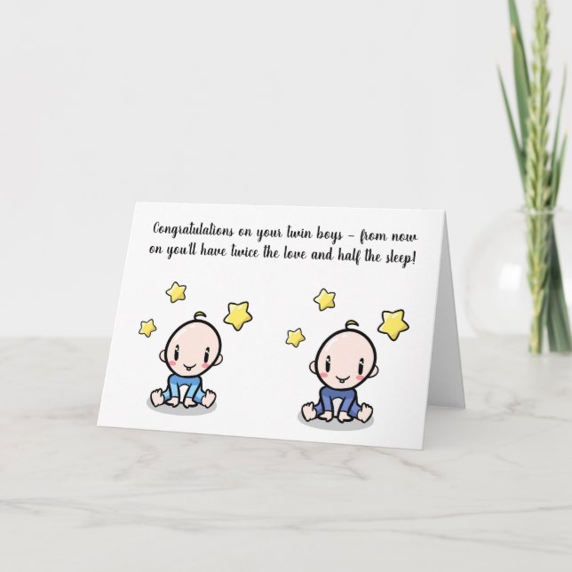 tarjeta de felicitación de bebé gemelo, tarjeta de (Anverso)