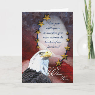 Tarjeta de felicitación de bienvenida militar a ca