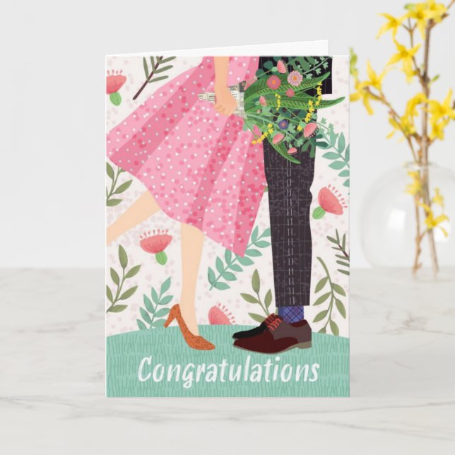Tarjeta de Felicitación de Boda (flor amarilla)