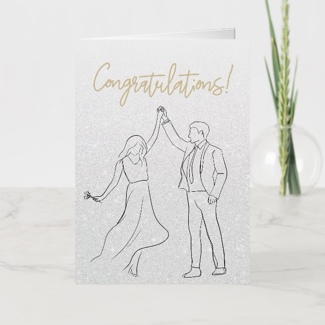 Tarjeta de Felicitación de Boda Blanca con Estilo (Anverso)
