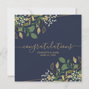 Tarjeta de Felicitación de Boda con Brillo de Hoja