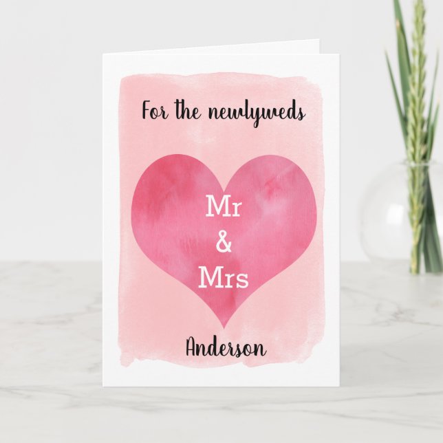 Tarjeta de Felicitación de Boda con Corazón de Acu (Anverso)