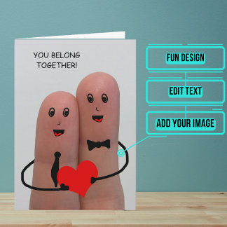 Tarjeta de Felicitación de Boda con Dedos de una M