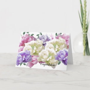 Tarjeta de Felicitación de Boda con Hermosas Peoní