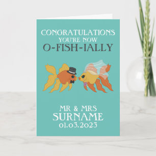 Tarjeta de Felicitación de Boda con Tema de Peces