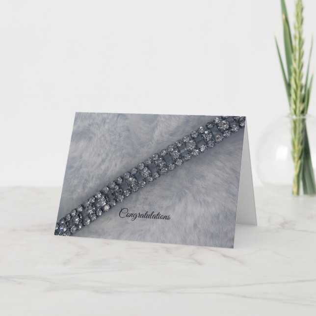 Tarjeta de felicitación de boda de diamantes y pie (Anverso)