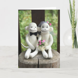 Tarjeta de felicitación de Boda de mono de media l