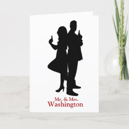 Tarjeta de felicitación de boda de silueta de espí
