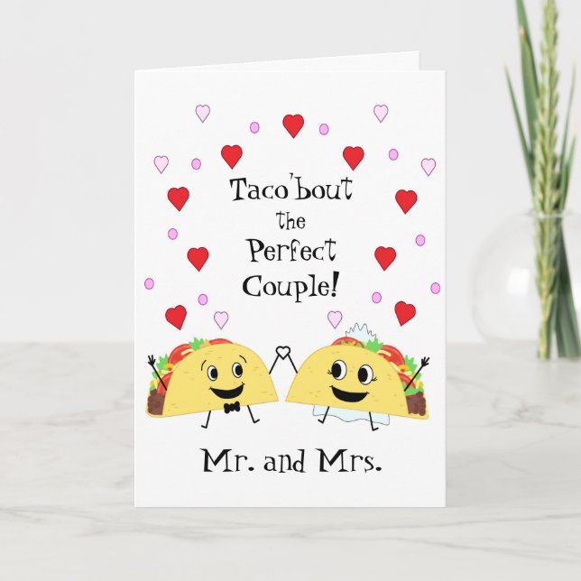 Tarjeta de Felicitación de Boda de Taco Adorable (Anverso)