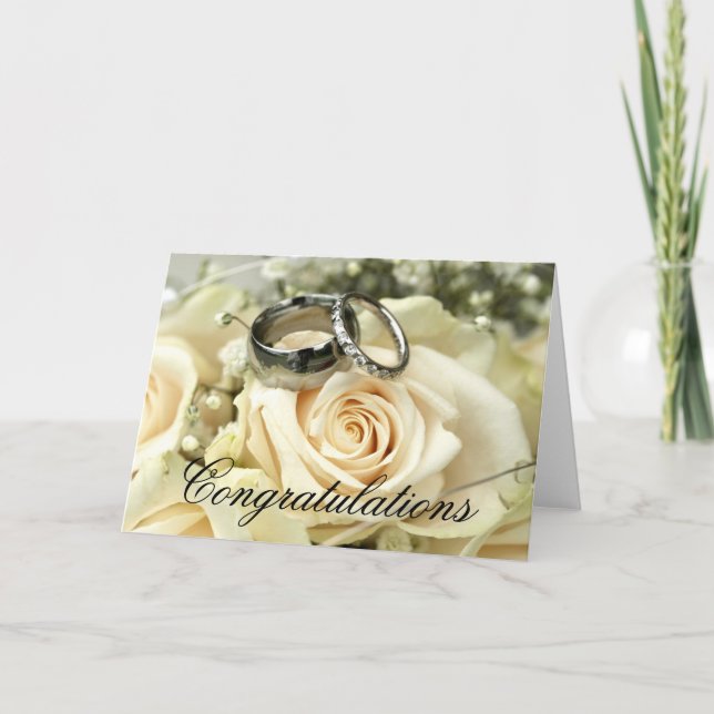 Tarjeta de Felicitación de Boda Elegante (Anverso)