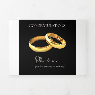 Tarjeta de Felicitación de Boda Elegante – Anillos