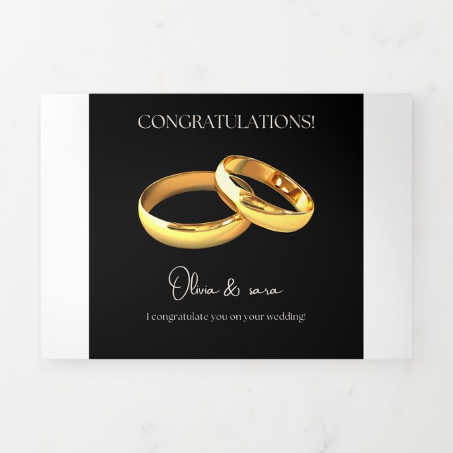 Tarjeta de Felicitación de Boda Elegante – Anillos (Foto de portada)