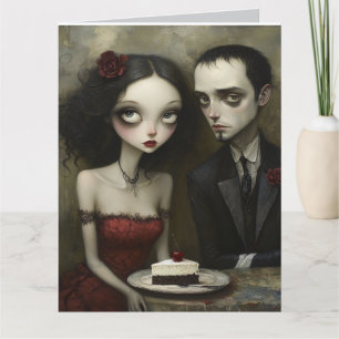 Tarjeta de felicitación de boda extraña gótica