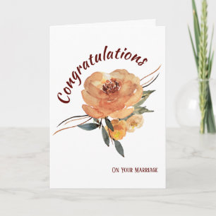 Tarjeta de Felicitación de Boda Floral de Otoño