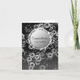 Tarjeta de Felicitación de Boda Floral Vintage Neg