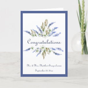 Tarjeta de Felicitación de Boda Lavanda Floral Nom