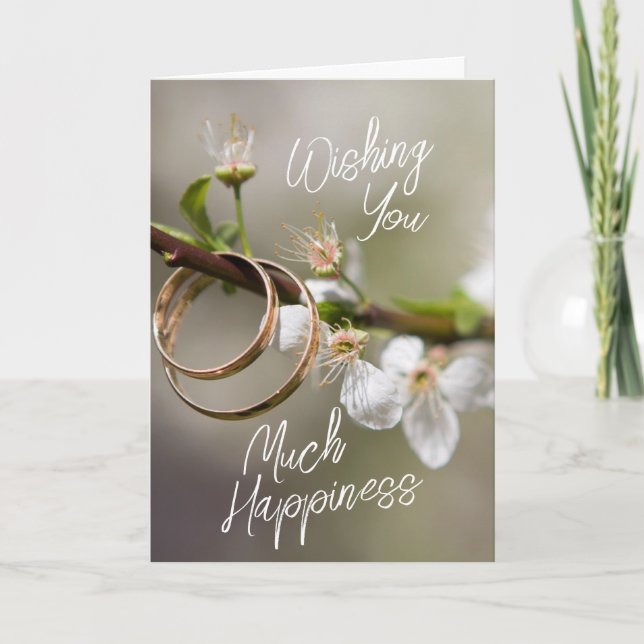 Tarjeta de felicitación de boda Much Happiness (Anverso)