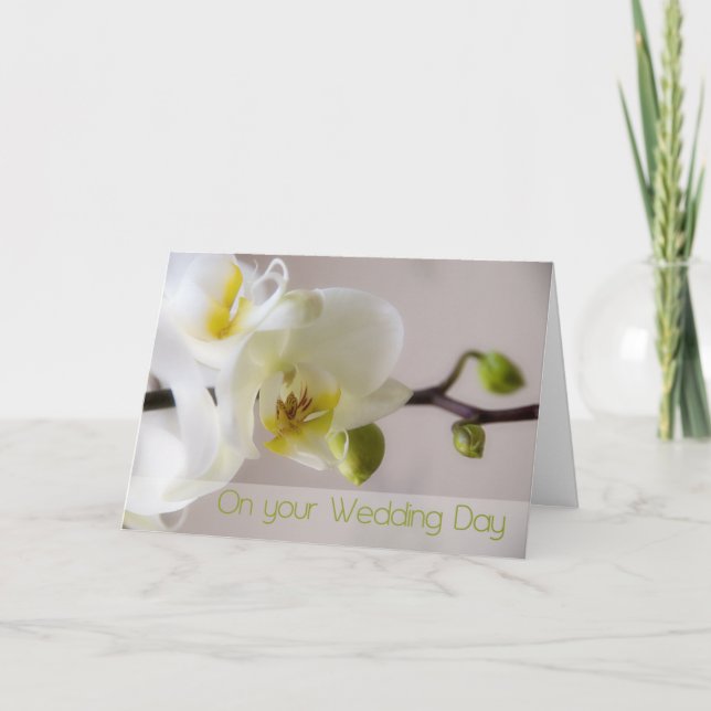 Tarjeta de Felicitación de Boda Orquídea Blanca (Anverso)