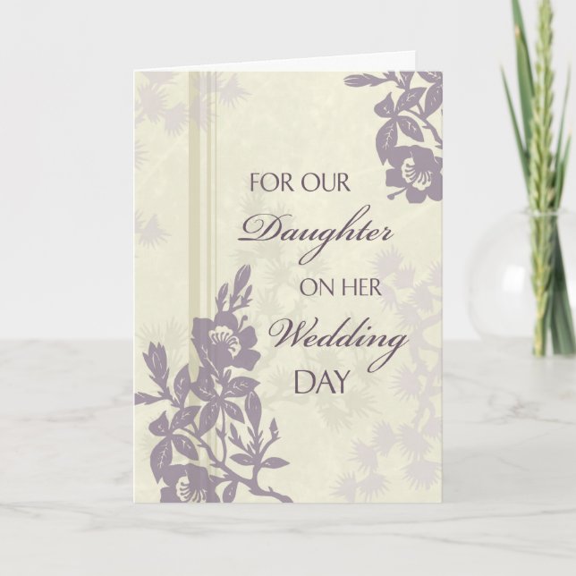 Tarjeta de Felicitación de Boda para Hija Morada (Anverso)