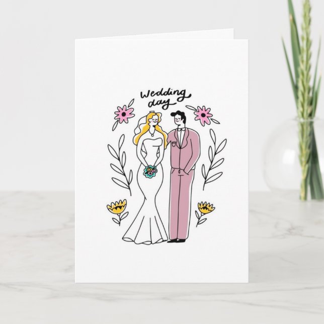 Tarjeta de Felicitación de Boda "Recién Casados" C (Anverso)