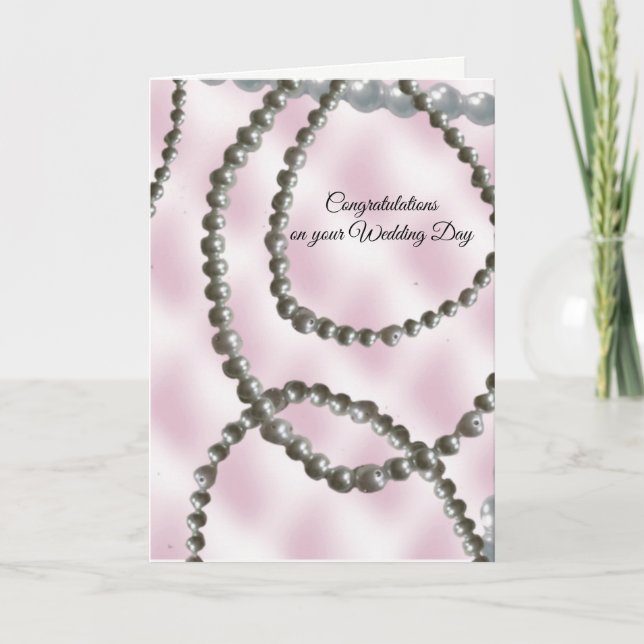 Tarjeta de Felicitación de Bodas Pretty Pearls (Anverso)