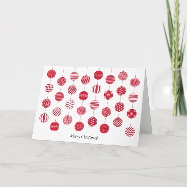 Tarjeta de felicitación de bolas rojas para Navida (Anverso)