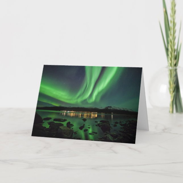 Tarjeta de felicitación de Borealis de la aurora (Anverso)