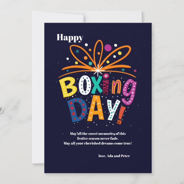 Tarjeta de felicitación de Boxing Day (Anverso)