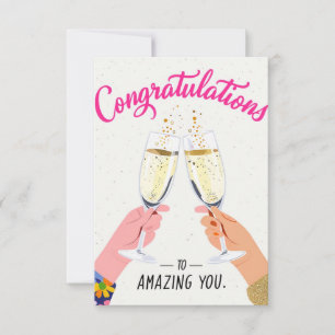 Tarjeta de felicitación de brindis con champán
