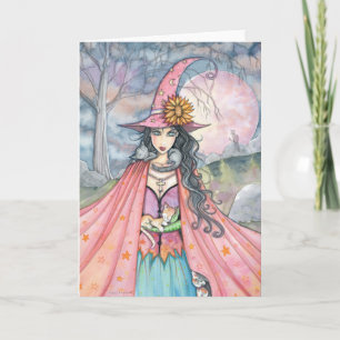 Tarjeta de Felicitación de Bruja Amante de los Gat