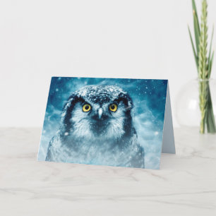 tarjeta de felicitación de búho de invierno