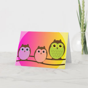 Tarjeta de felicitación de búhos